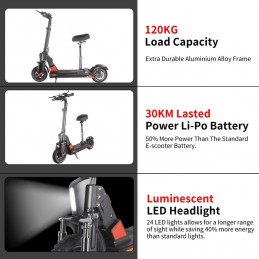 Patinete Eléctrico 10 Pulgadas Plegable 500W Carga Máxima 120 Kg