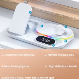 Cargador inalámbrico 3 en 1 Luz de atmósfera RGB de carga rápida