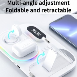 Cargador inalámbrico 3 en 1 Luz de atmósfera RGB de carga rápida