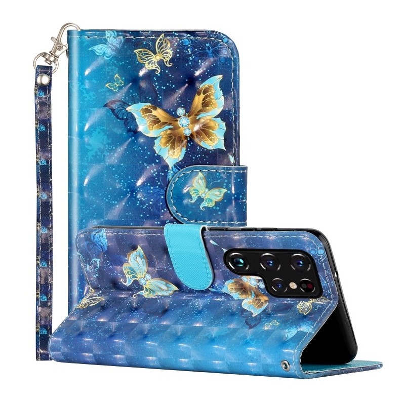 Funda con Mariposas en 3D para Samsung Galaxy S22 Ultra