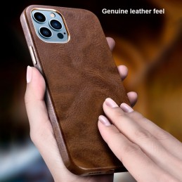 Funda de Lujo Piel Genuino Magsafe Oil Wax para iPhone 14 Pro Max