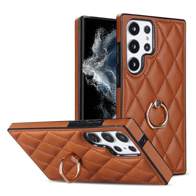 Funda Samsung Galaxy S23 Ultra Piel Rombico con Soporte Anillo