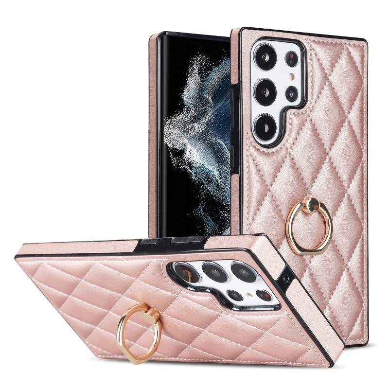 Funda Samsung Galaxy S23 Ultra Piel Rombico con Soporte Anillo