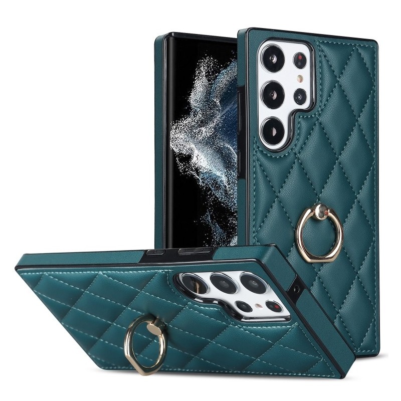 Funda Samsung Galaxy S23 Ultra Piel Rombico con Soporte Anillo