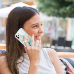 Funda iPhone 14 Silicona y Anillo Diseño Marmól