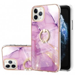 Funda iPhone 14 Pro Max Silicona y Anillo Diseño Marmól