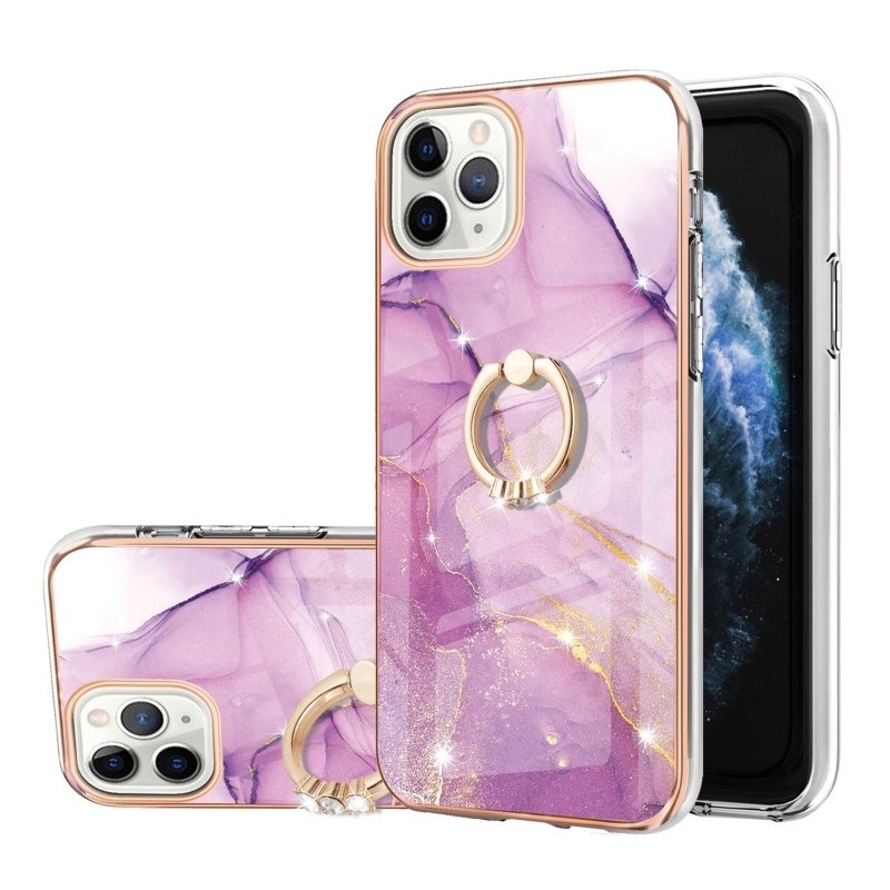 Funda iPhone 14 Pro Max Silicona y Anillo Diseño Marmól