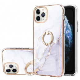 Funda iPhone 14 Pro Max de Silicona con Anillo Diseño Marmól
