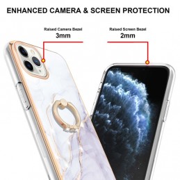 Funda iPhone 14 Pro Max Silicona y Anillo Diseño Marmól