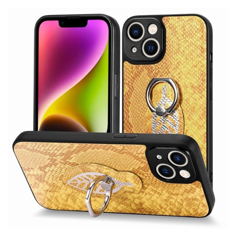 Funda de Piel de Serpiente con Anillo para iPhone 14 Pro Max