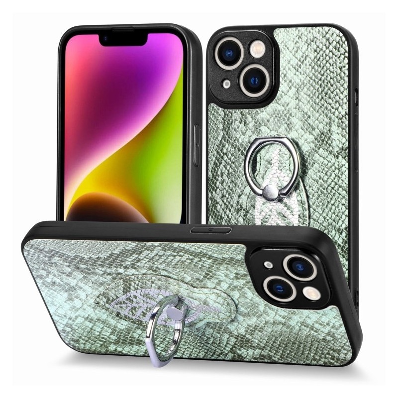 Funda de Piel de Serpiente con Anillo para iPhone 14 Pro Max
