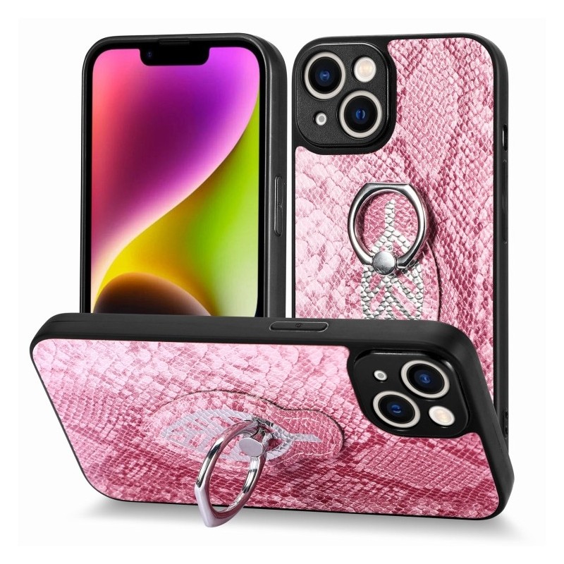Funda de Piel de Serpiente con Anillo para iPhone 14 Pro Max