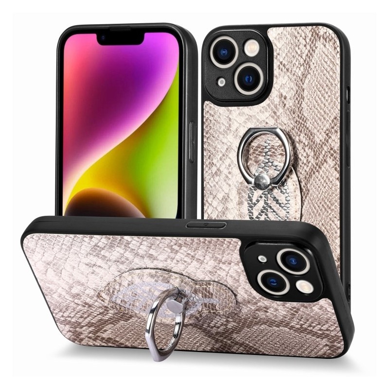 Funda de Piel de Serpiente con Anillo para iPhone 14 Pro Max