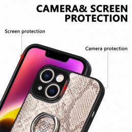 Funda de Piel de Serpiente con Anillo para iPhone 14 Pro Max