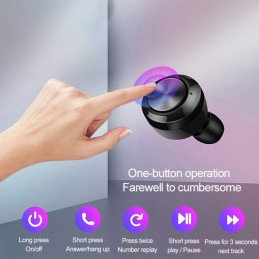 Auriculares de Botón Con Bluetooth True Wireless con Caja de Carga
