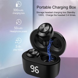 Auriculares de Botón Con Bluetooth True Wireless con Caja de Carga