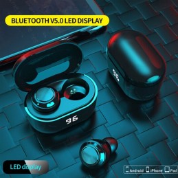 Auriculares de Botón Con Bluetooth True Wireless con Caja de Carga