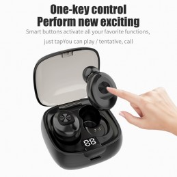 auriculares bluetooth impermeables tipo botón con asistente de voz