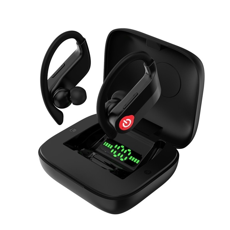 Auriculares deportivos inalámbricos con Bluetooth Gancho para la oreja y caja de carga