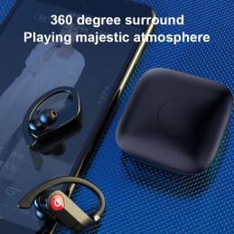 Auriculares deportivos inalámbricos con Bluetooth Gancho para la oreja y caja de carga