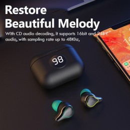 Auriculares TWS Botón Cancelación de Ruido LED y Base Carga