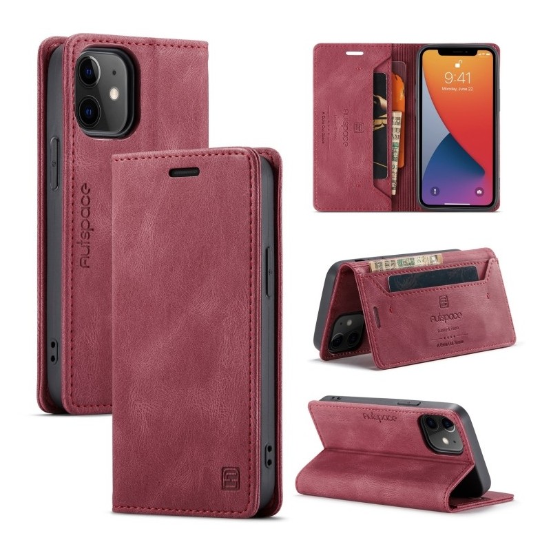 Funda de Piel con Tapa Horizontal Soporte y RFID para iPhone 12 / 12 Pro