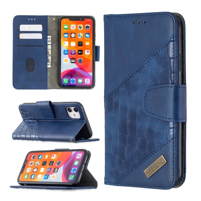 Funda para Apple iPhone 11 Pro Max de Piel con Tapa y Textura de Cocodrilo