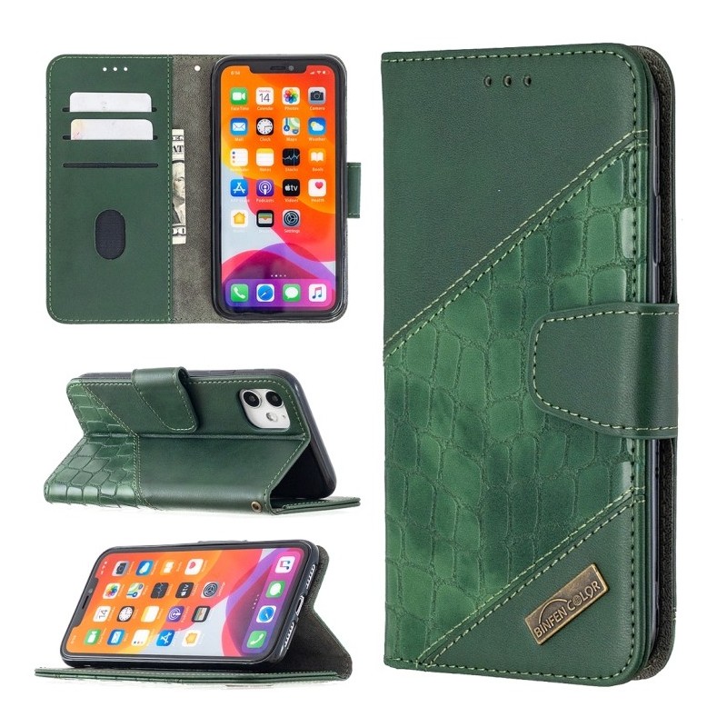 Funda para Apple iPhone 12 Pro Max de Piel con Tapa y Textura de Cocodrilo