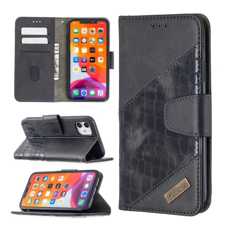 Funda para Apple iPhone 12 Pro Max de Piel con Tapa y Textura de Cocodrilo