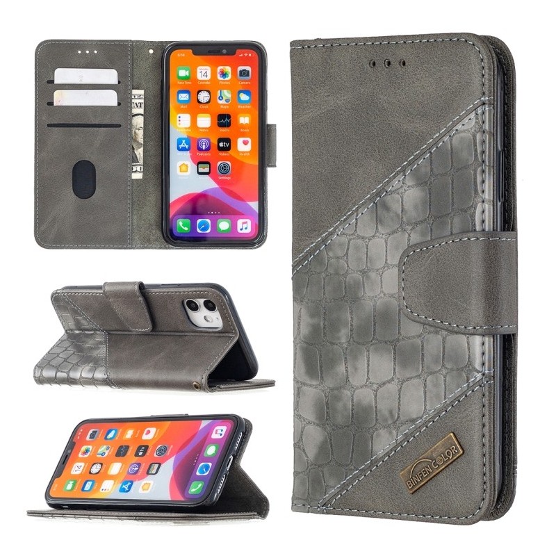 Funda para Apple iPhone 12 / 12 Pro de Piel con Tapa y Textura de Cocodrilo