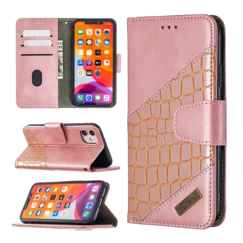 Funda para Apple iPhone 12 / 12 Pro de Piel con Tapa y Textura de Cocodrilo