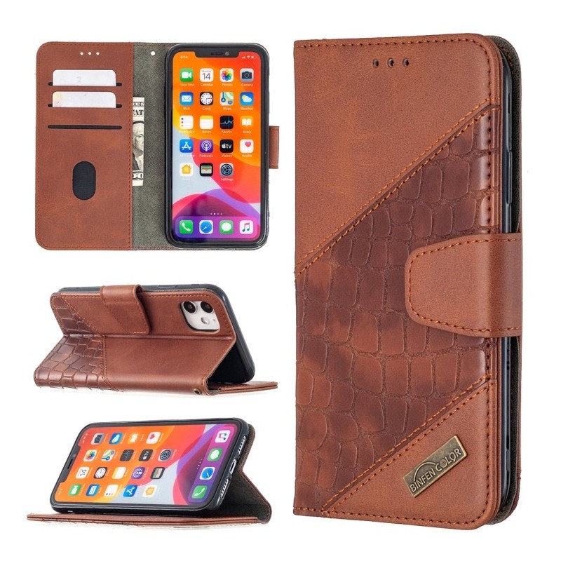 Funda para Apple iPhone 12 / 12 Pro de Piel con Tapa y Textura de Cocodrilo