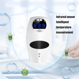 Dispensador de jabón, desinfectante con termómetro y medición de temperatura