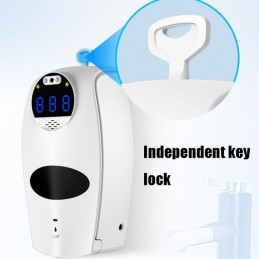 Dispensador de jabón, desinfectante con termómetro y medición de temperatura