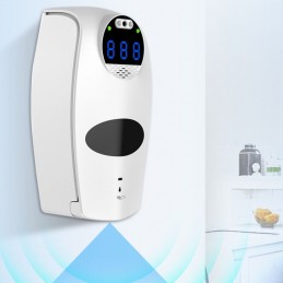 Dispensador de jabón, desinfectante con termómetro y medición de temperatura