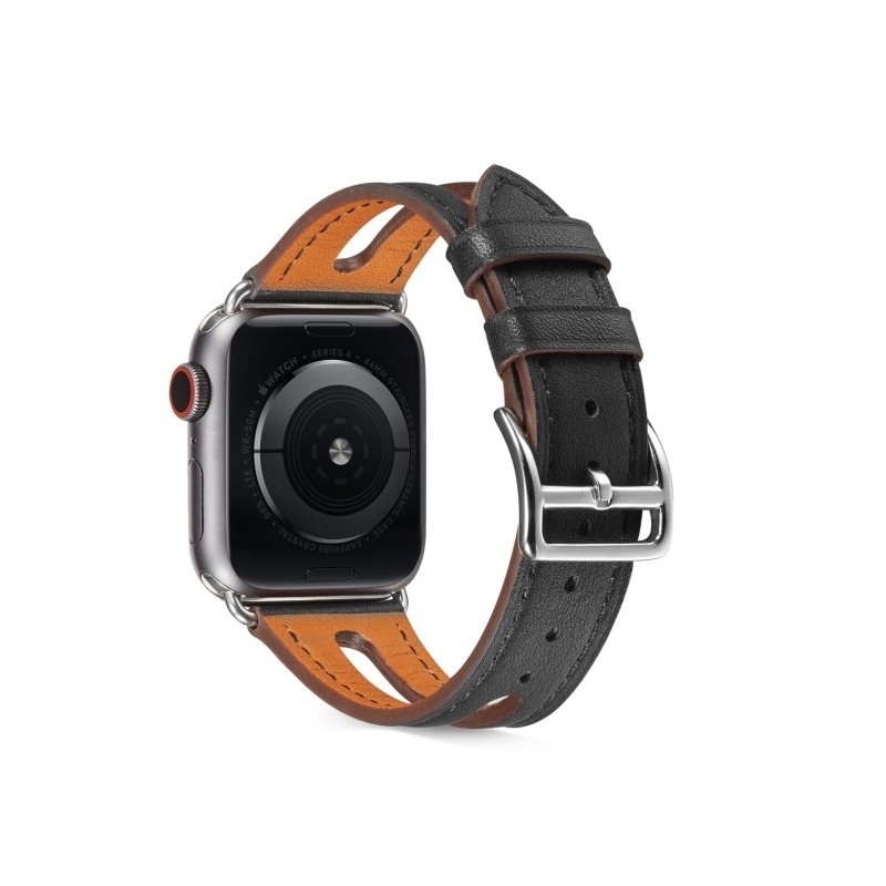 Correa de cuero de grano superior para Apple Watch Series 6, SE, 5 y 4 de 44mm