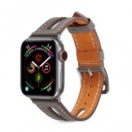 Correa de cuero de grano superior para Apple Watch Series 6, SE, 5 y 4 de 44mm