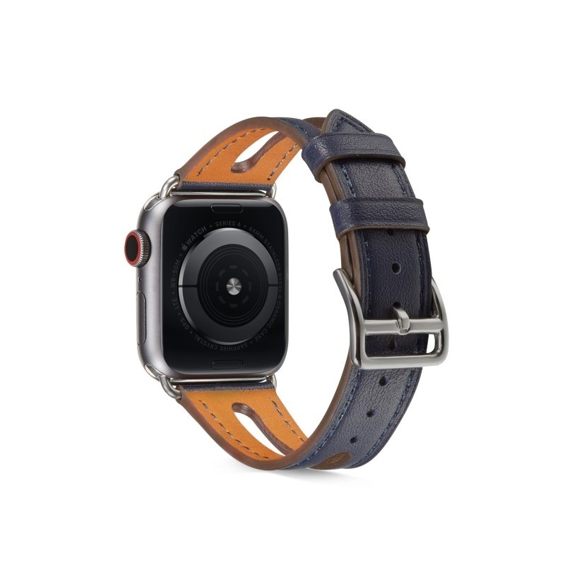 Correa de cuero de grano superior para Apple Watch Series 6, SE, 5 y 4 de 44mm