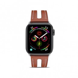 Correa de cuero de grano superior para Apple Watch Series 6, SE, 5 y 4 de 44mm