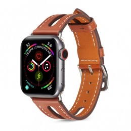 Correa de cuero de grano superior para Apple Watch Series 6, SE, 5 y 4 de 44mm