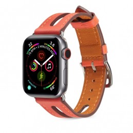 Correa de cuero de grano superior para Apple Watch Series 6, SE, 5 y 4 de 44mm