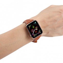 Correa reloj de cuero genuino para Apple Watch 6, SE, 5, 4 44 mm