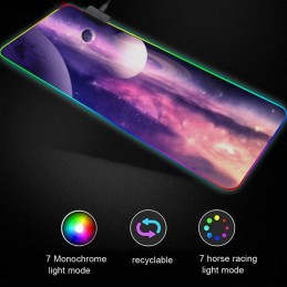 Universe Alfombrilla Gaming XL Luminosa RGB 14 Modos Impermeable Base de Goma