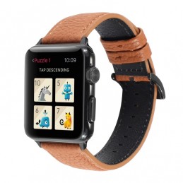 Correa de reloj de cuero genuino para Apple Watch 6, SE, 5, 4 44mm