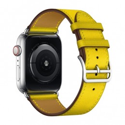 Correa de cuero de repuesto para Apple Watch 6, SE, 5, 4 40 mm 3, 2, 1 38 mm color amarillo
