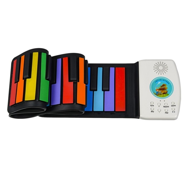 4KIDS Piano plegable para niños color arco iris de 49 teclas