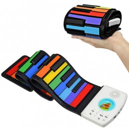 4KIDS Piano plegable para niños color arco iris de 49 teclas