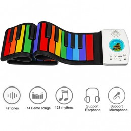 4KIDS Piano plegable para niños color arco iris de 49 teclas
