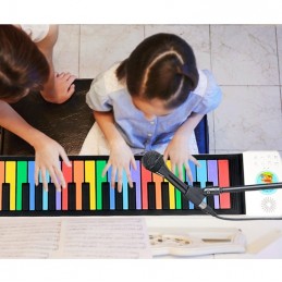 4KIDS Piano plegable para niños color arco iris de 49 teclas