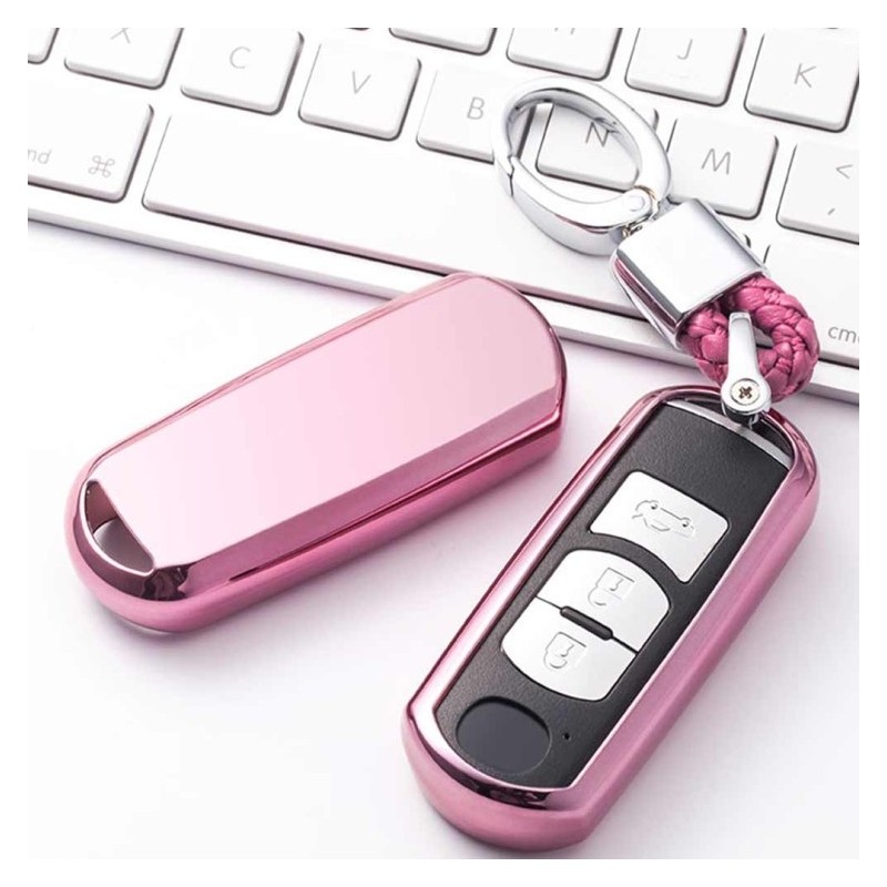 Funda llave de Silicona con Llavero para coche Mazda 3, CX-8, CX-5, CX-4